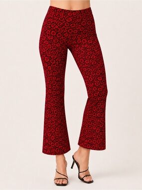 Maeve Anthropologie The Margot Floral Jacquard Kick Flare Cropped Pants S